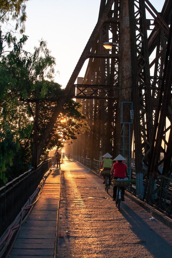 sunset, road, bridge, vietnam landscape, nature, travel, vietnam